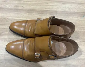 더블 몽크 스트랩 가죽 신발 브라운