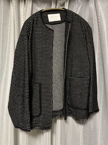 Ballysey 노카라 자켓 체크 무늬