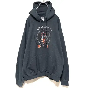 해외 구제 의류 애니멀 프린트 후드티 닥스훈트 2053