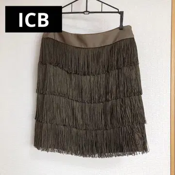 ICB 프린지 미니 스커트 올리브 색상