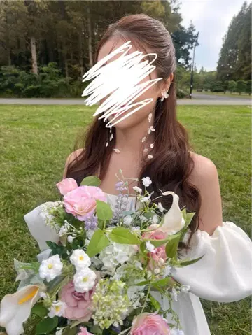 결혼식 꽃잎 모티브 안개꽃 귀걸이