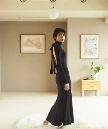 rosarymoon Back Ribbon Knit Dress