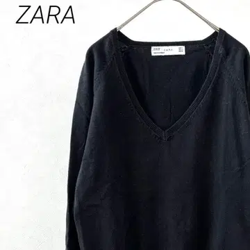 ZARA 니트 스웨터 긴팔 V넥 무지 심플 래글런