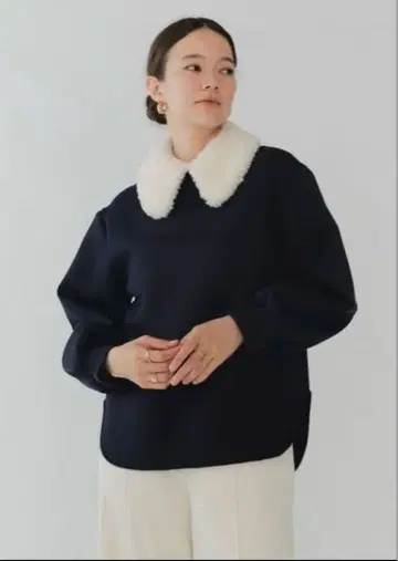 yori 테디 컬러 풀오버 네이비 새상품 니트 블라우스