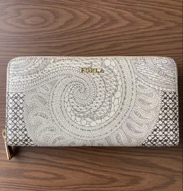 FURLA 장지갑 천연 가죽 레어 페이즐리 무늬