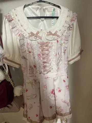 LIZLISA 살롱 드 프레즈 패턴 셋업 핑크 반팔