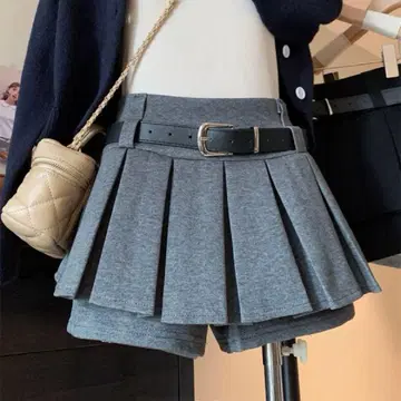 치마바지 그레이 팬츠 포함 스커트 벨트 여성용 하이웨스트 가을/겨울