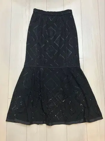 LOVELESS 블랙 레이스 머메이드 스커트 34