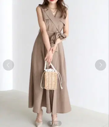 ROYAL PARTY 허리 리본 렌치 원피스