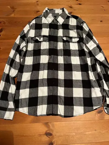 USA 구제 의류 george 플란넬 셔츠 XL 블랙 화이트 체크 조지