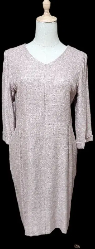 핑크 V넥 7부 기장 드레스