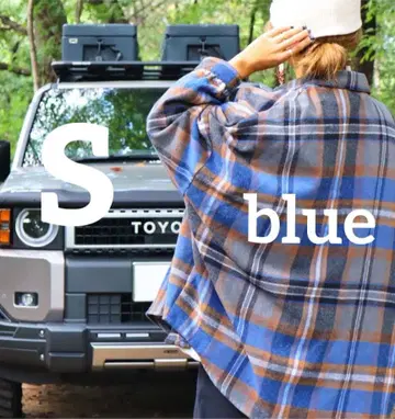 시마무라 nozomi 기모 체크 셔츠 블루 S 사이즈 온라인 한정판