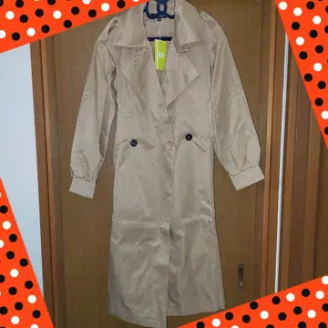 베이지 트렌치코트 M 롱 기장 벨트 포함 스프링 코트 미사용 새상품