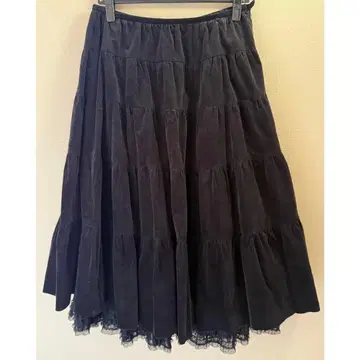 핑크하우스 벨로아 캉캉 스커트 레이스 포함 블랙