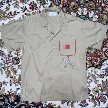 LEFT ALONE 베이지 반팔 셔츠 M