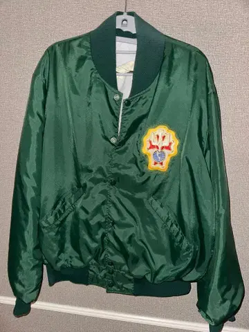 다크 그린 새틴 바시티 자켓