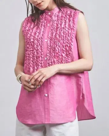 UNITED ARROWS SLAB 프릴 슬리브리스 셔츠