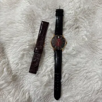 SEIKO 아날로그 시계 블랙 브라운 가죽 벨트