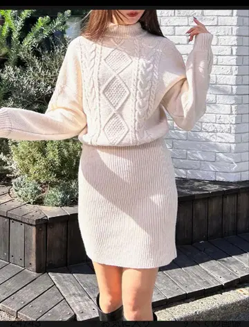 INGNI 케이블 무늬 니트 원피스 택 포함