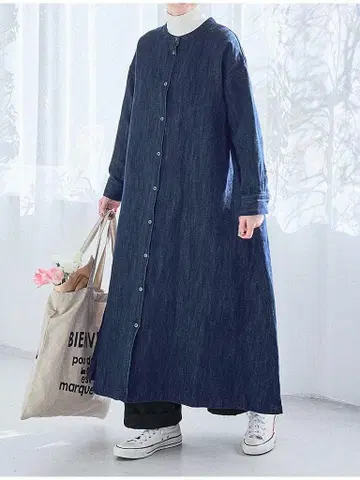 &yarn 나츄란 코튼 린넨 데님 A라인 원피스 사이즈 1