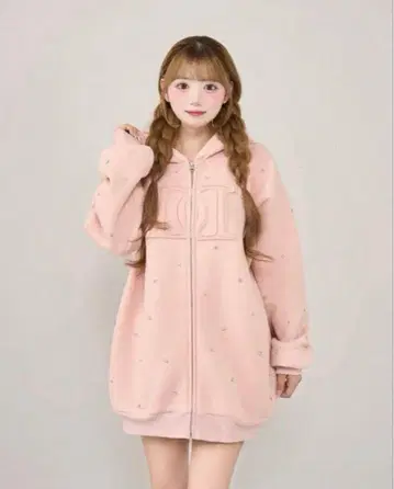 Darich DD 로고 비쥬 집 후디 핑크