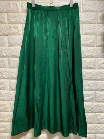 애프터눈 티 새틴풍 광택이 있는 스커트 그린