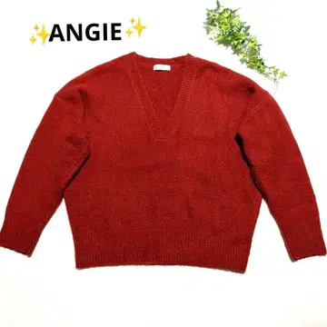 [ ANGIE ] 버건디 오버 사이즈 V넥 니트 풀오버 [ F ]