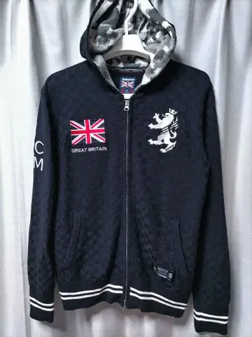 어드미럴 골프 니트 후드티 울 혼방 네이비