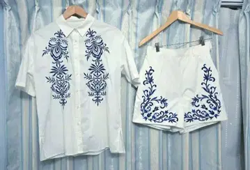 PAGE BOY 반팔 숏팬츠 자수 상하의 여성용