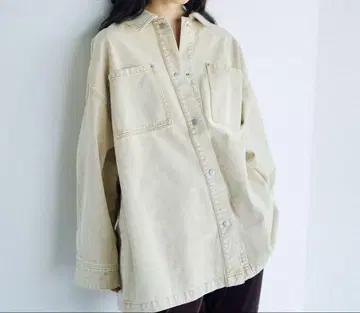 LEPSIM 프린지 패치 BIG 데님 셔츠