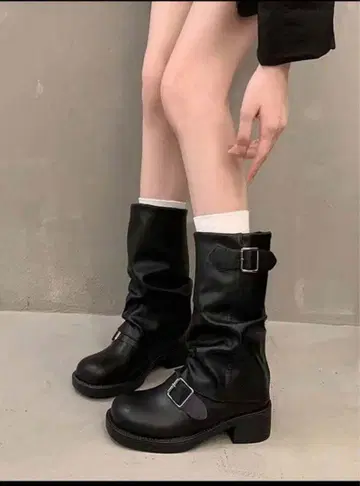 SHEIN 브라운 통굽 롱 부츠 웨스턴 부츠 카우걸 부츠