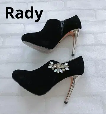 정가 19800엔 Rady 반짝이는 비쥬 블랙 스웨이드 셀럽 부티