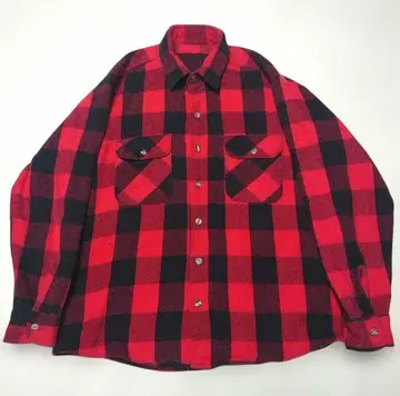 80s usa제 FIVEBROTHER 버팔로 체크 플란넬 셔츠 빨검