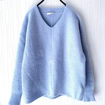 시즌 스타일 라보 타카시마야 캐시미어 100% V넥 리브 니트