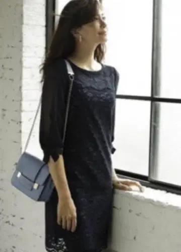 JUSGLITTY 레이스 원피스 네이비