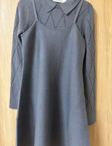 2 피스 니트 미니 원피스 R