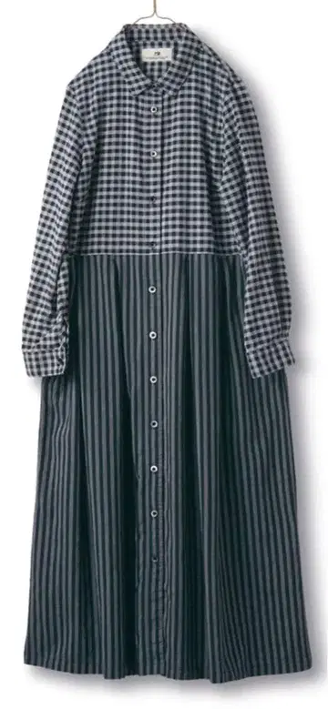 펠리시모 써니클라우드 빅 사이즈 깅엄과 스트라이프 원피스