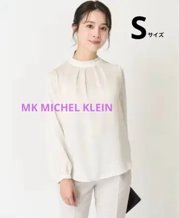 택 포함 MK MICHEL KLEIN 프릴 넥 디자인 새틴 블라우스 S