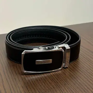 블랙 가죽 벨트 실버 버클