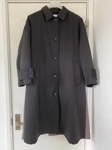 HARE 롱 스텐카라 코트 라이너 포함 블랙 체크 무늬