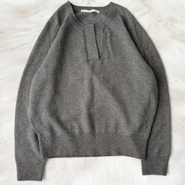 23AW 프레임워크 미들 게이지 니트 천축 헨리 풀오버 그레이
