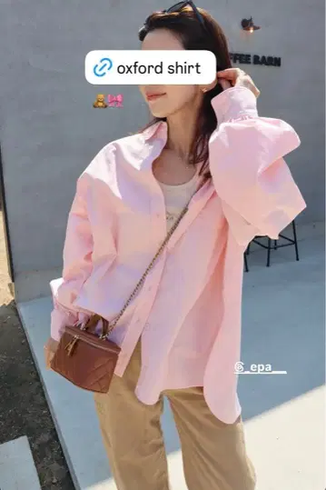 [ 미사용 새상품 ] epa 옥스퍼드 셔츠 핑크 프리 사이즈