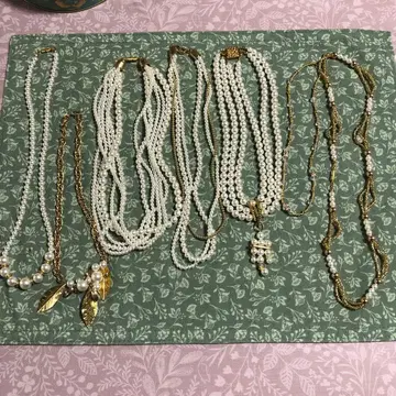 화이트 펄 목걸이 묶음 판매