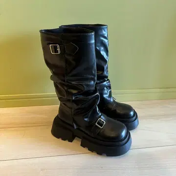 GRL 더블 벨트 커버 롱 부츠 [zr1414] 블랙 24.5