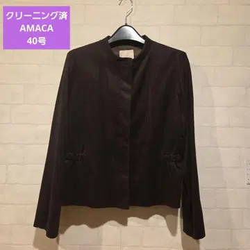 [미사용에 가까움 클리닝 완료] AMACA 다크 브라운 노카라 자켓