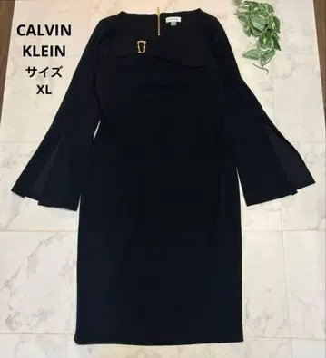 새상품급 캘빈클라인 벨 슬리브 롱 원피스 빅 사이즈 XL 블랙