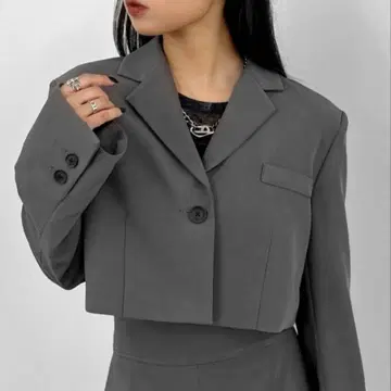 [ LVEU. ] 플레어 커프스 크롭 자켓 숏 자켓 러브유