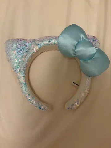 고양이 귀 리본 포함 머리띠 스카이블루