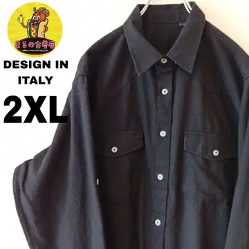 USA 구제 의류 DESIGN IN ITALY 플란넬 셔츠 2XL 블랙