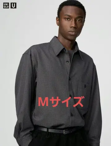 UNIQLO U 25AW 트윌 워크 오버 사이즈 셔츠 다크 그레이 M